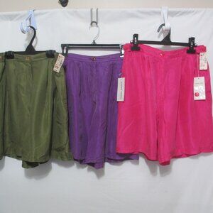 NOS Carol Horn High Waisted SILK Shorts Lot 3 Size Medium NWT RARE